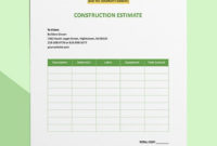 Free Construction Estimate Template Pdf | Word (Doc In Fantastic Deck Estimate Template