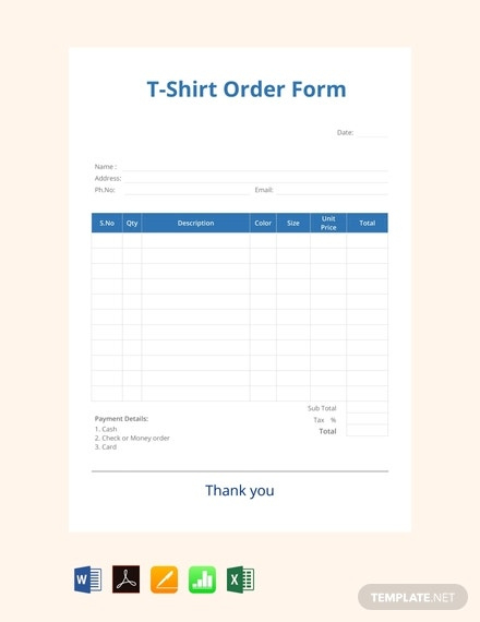 10+ Product Order Form Templates - Sample, Example, Format inside Blank T Shirt Order Form Template