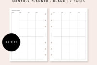 A5 Ring Minimalist Monthly Planner Printable, Blank Month with regard to Month At A Glance Blank Calendar Template