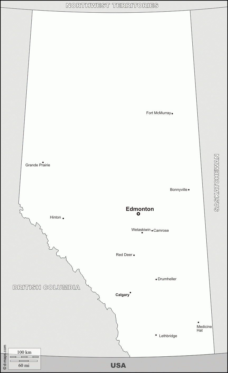 Alberta: Free Map, Free Blank Map, Free Outline Map, Free with Blank City Map Template