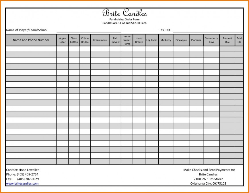 Blank Fundraiser Order Form Template ~ Addictionary throughout Blank Fundraiser Order Form Template