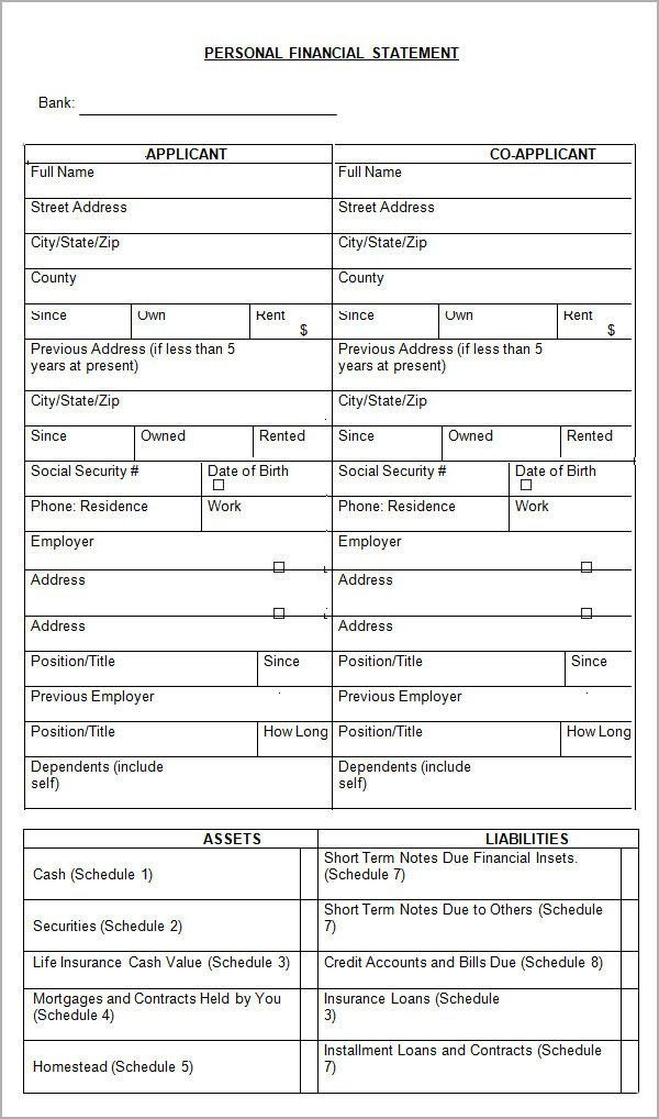 Blank Personal Financial Statement Personal Financial regarding Blank Bank Statement Template Download