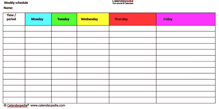 Blank Workout Schedule Template – Thevanitydiaries