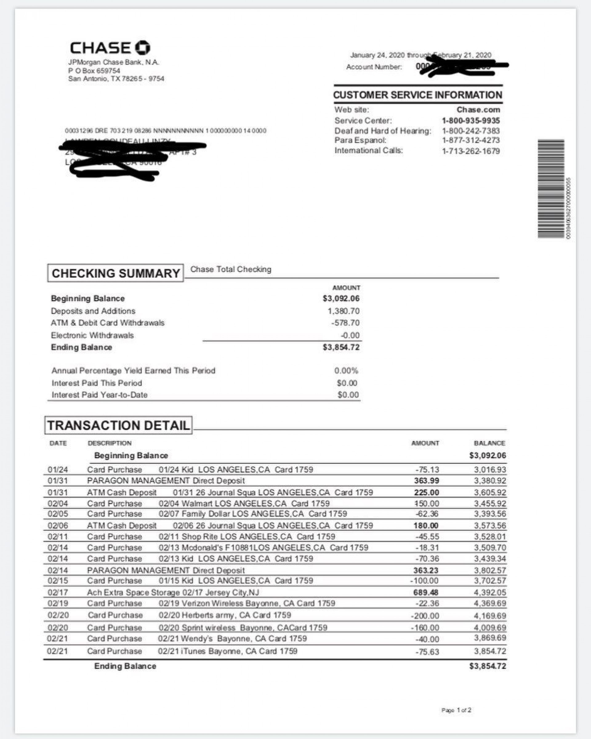 Chase Bank Statement Template ~ Addictionary with Blank Bank Statement ...