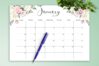 Download Printable Floral Design Monthly Calendar Pdf pertaining to Blank Calender Template