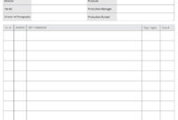 Download Production Call Sheet Template A Good Call Sheet with regard to Blank Call Sheet Template