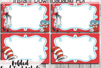Dr Seuss Food Label Dr Seuss Place Card Dr throughout Blank Cat In The Hat Template