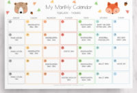 Editable Kids Calendar Printable Toddler Monthly Chart within Blank Calendar Template For Kids