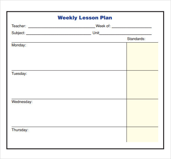 Free 8+ Sample Lesson Plan Templates In Pdf | Ms Word within Blank Preschool Lesson Plan Template