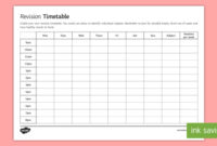 Free! – Gcse Revision Timetable – Secondary Education Resource with regard to Blank Revision Timetable Template