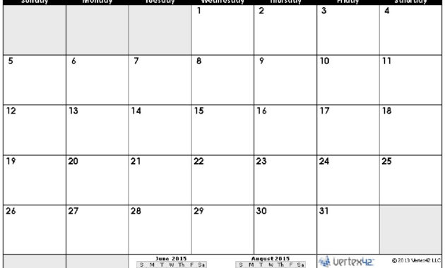 Full Size Blank Printable Calendar in Full Page Blank Calendar Template