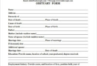 Funeral Obituary Template – 25+ Free Word, Excel, Pdf, Psd with Fill In The Blank Obituary Template