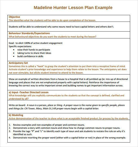 Lesson Plan Template Doc Original Madeline Hunter Lesson pertaining to Madeline Hunter Lesson Plan Blank Template