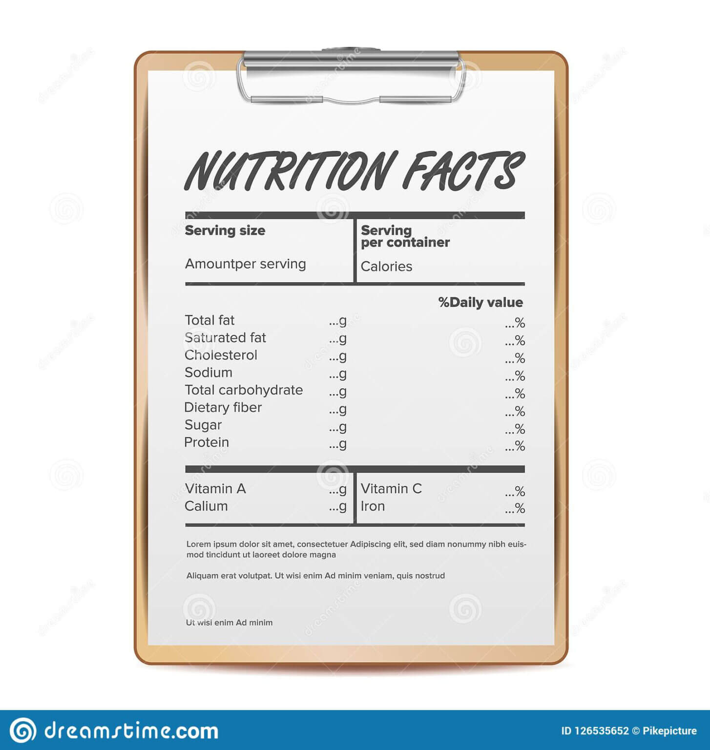 Nutrition Facts Vector. Blank, Template. Food Content. Fat throughout Blank Food Label Template