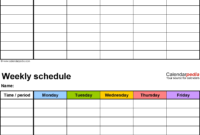 Printable Blank Weekly Employee Schedule – Calendar pertaining to Printable Blank Daily Schedule Template