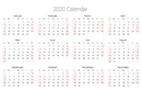 Printable Fillable 2020 Calandars Monthly At A Glance for Month At A Glance Blank Calendar Template