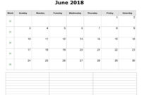 Printable June 2018 Blank Template Calendar Get Free For throughout Blank Word Wall Template Free