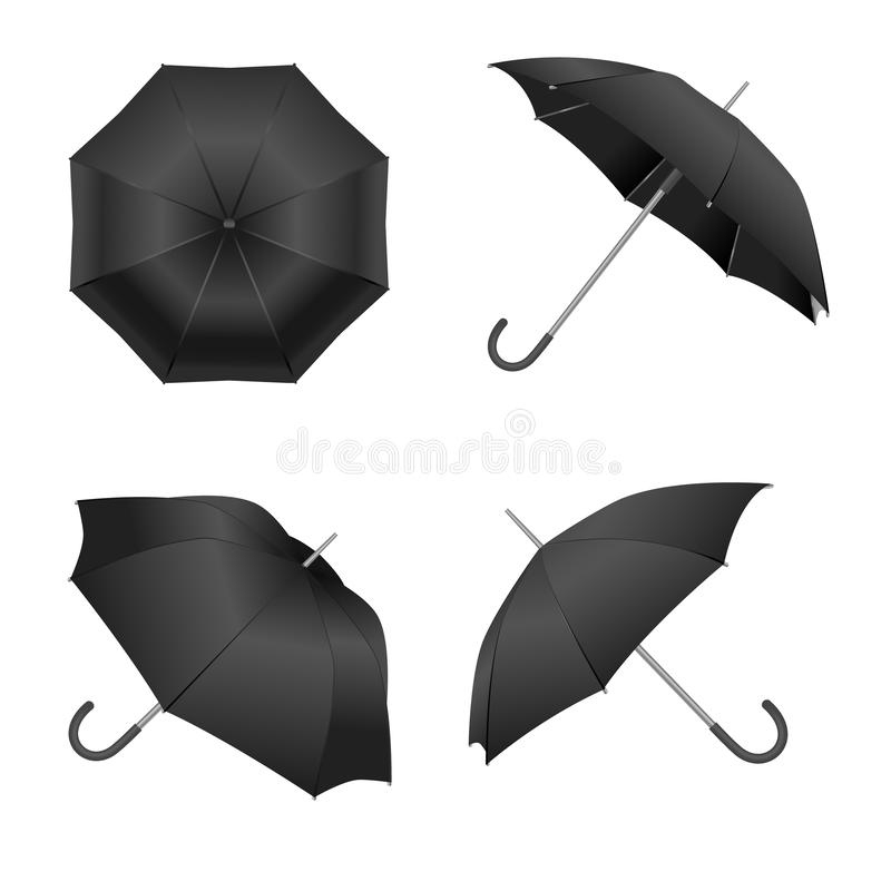 Realistic Detailed 3D Black Blank Umbrella Template Mockup intended for Blank Umbrella Template