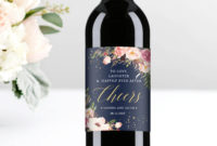 Wine Label Template, Navy And Pink Wedding Wine Labels within Blank Wine Label Template